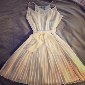 White Dress with Pleated Bottom